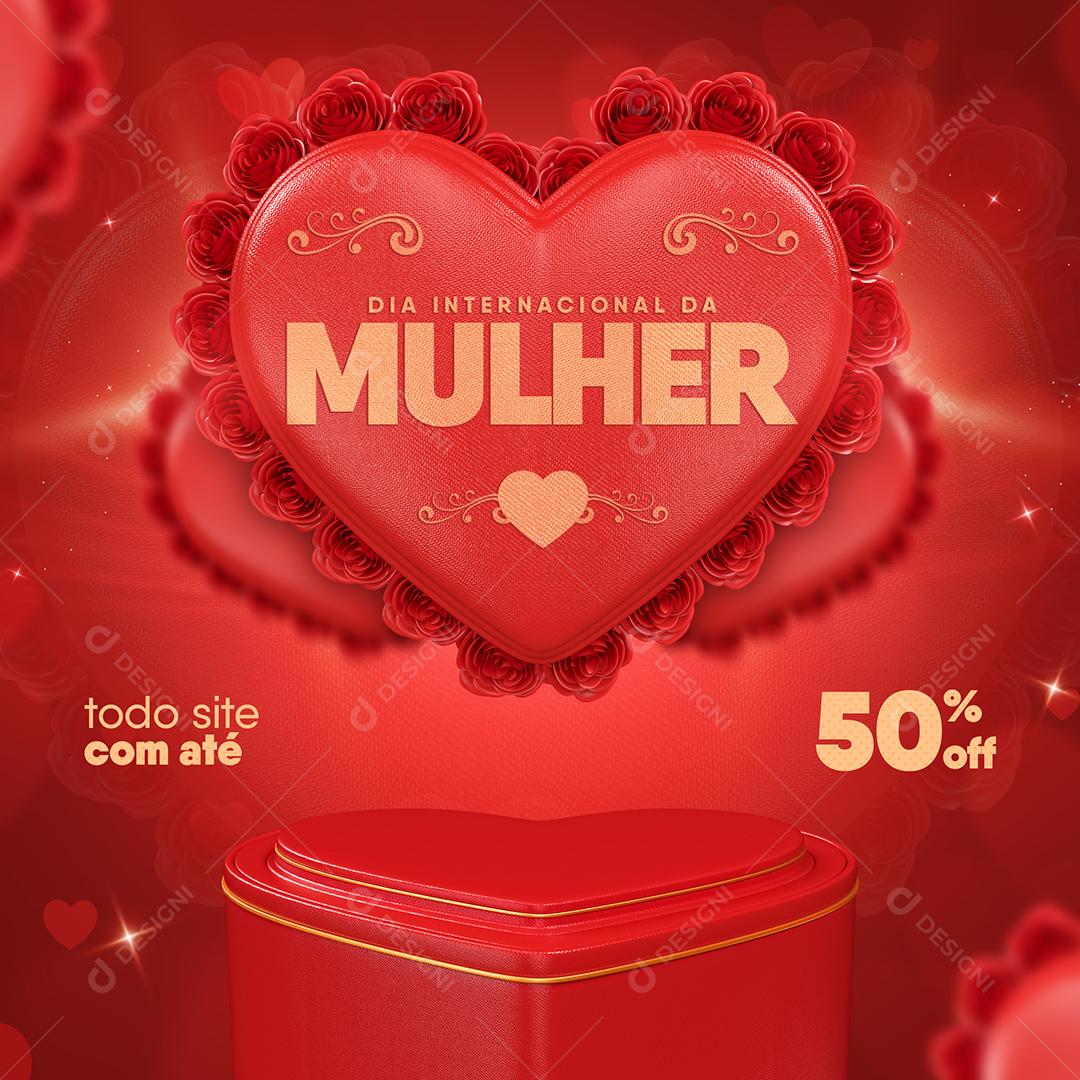 Social Media Todo Site 50% Dia Da Mulher 8 De Março PSD Editável