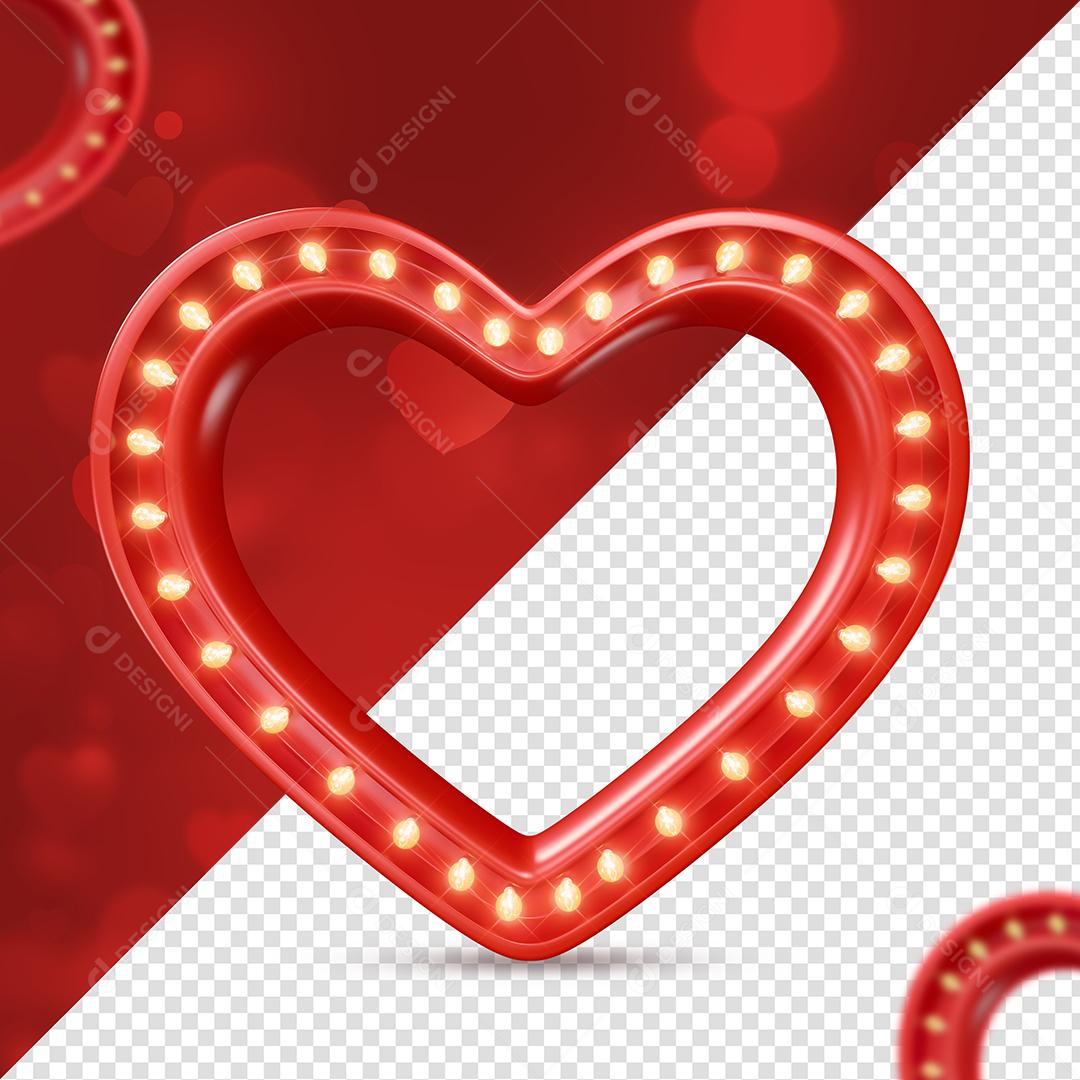 3D Heart Element For Composition PSD