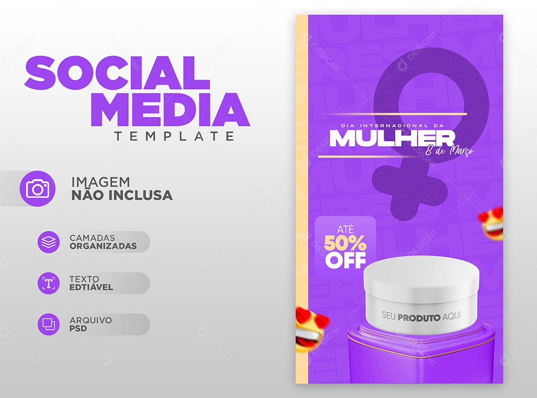 Dia Da Mulher Até 50% Lojas Social Media PSD Editável