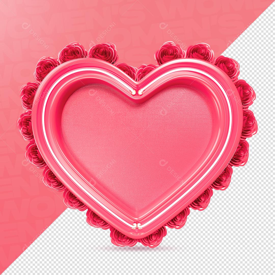 Elemento 3D Coração Rosa Para Composição PSD