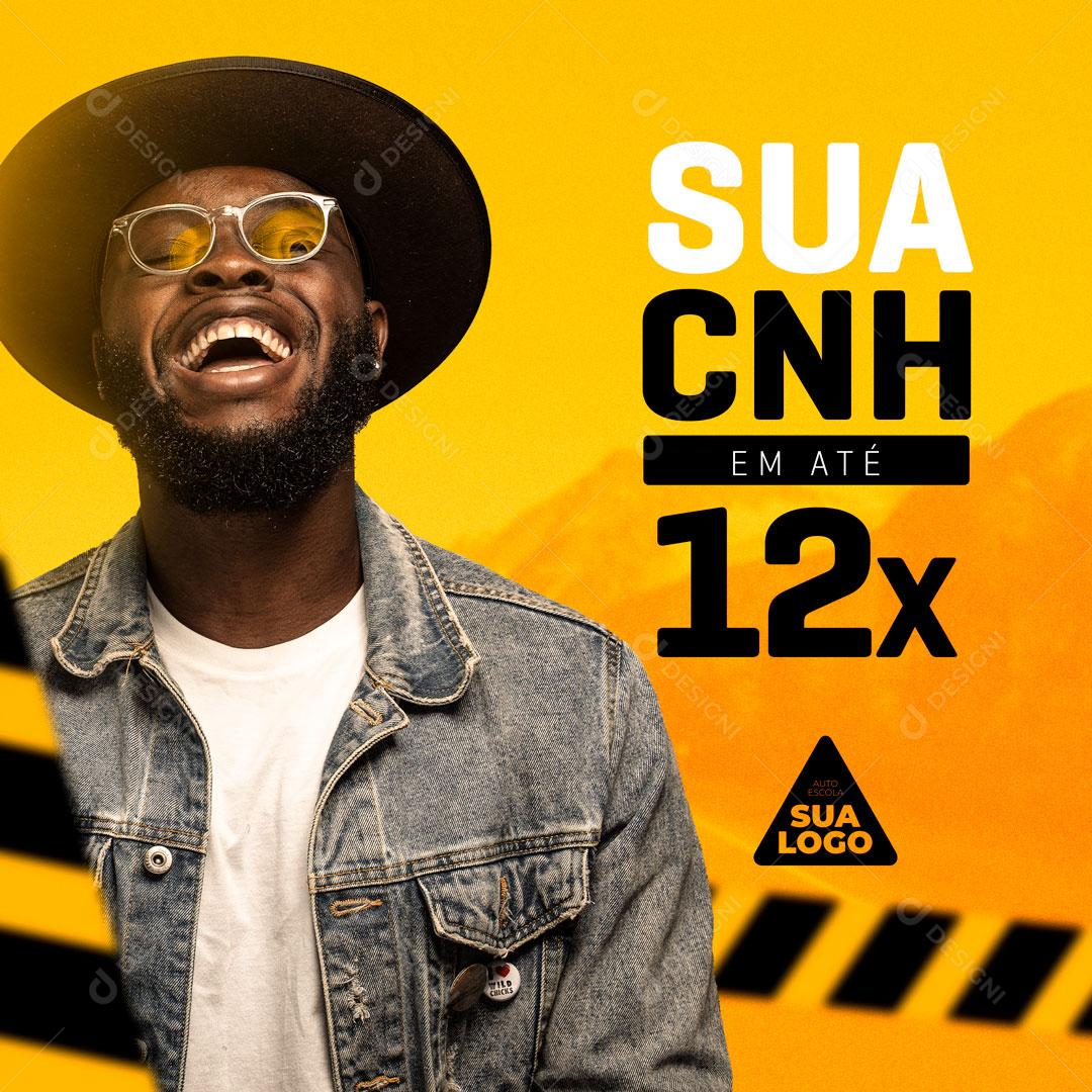 Post Auto Escola Sua CNH Social Media PSD Editável