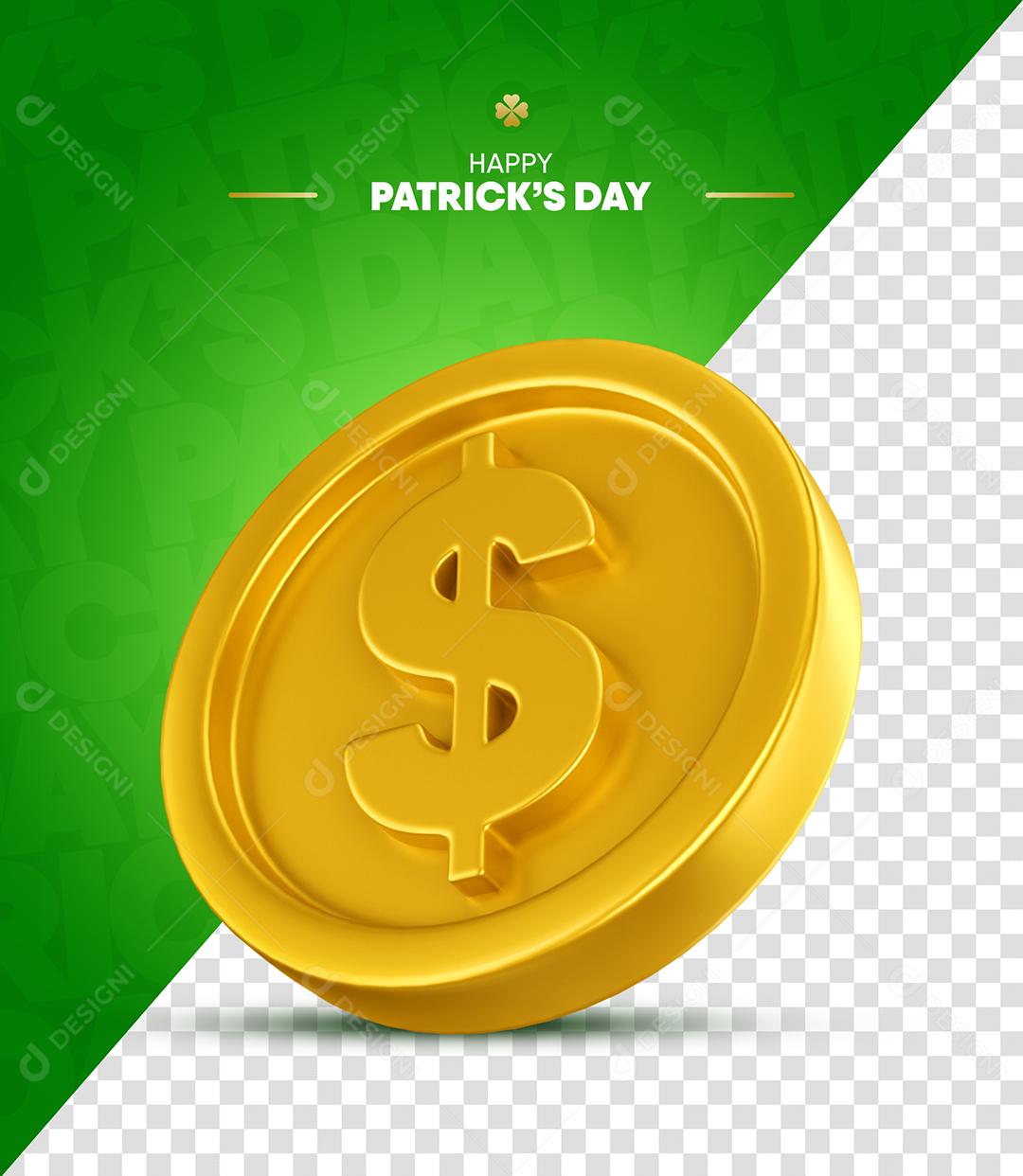 Elemento 3D Cifrão Para Composição PSD