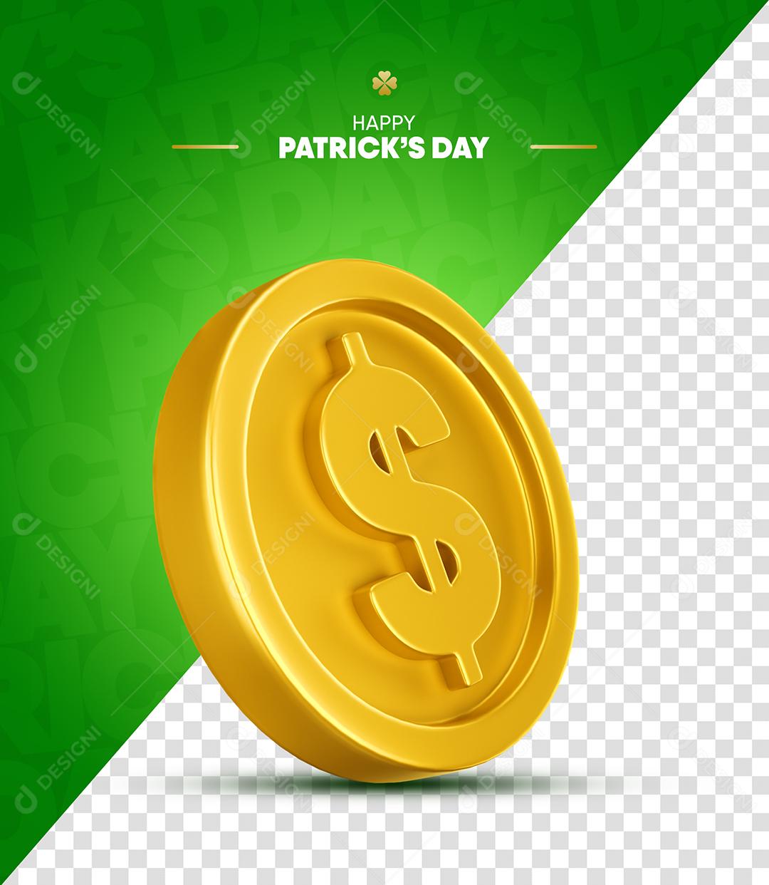 Elemento 3D Cifrão Para Composição PSD