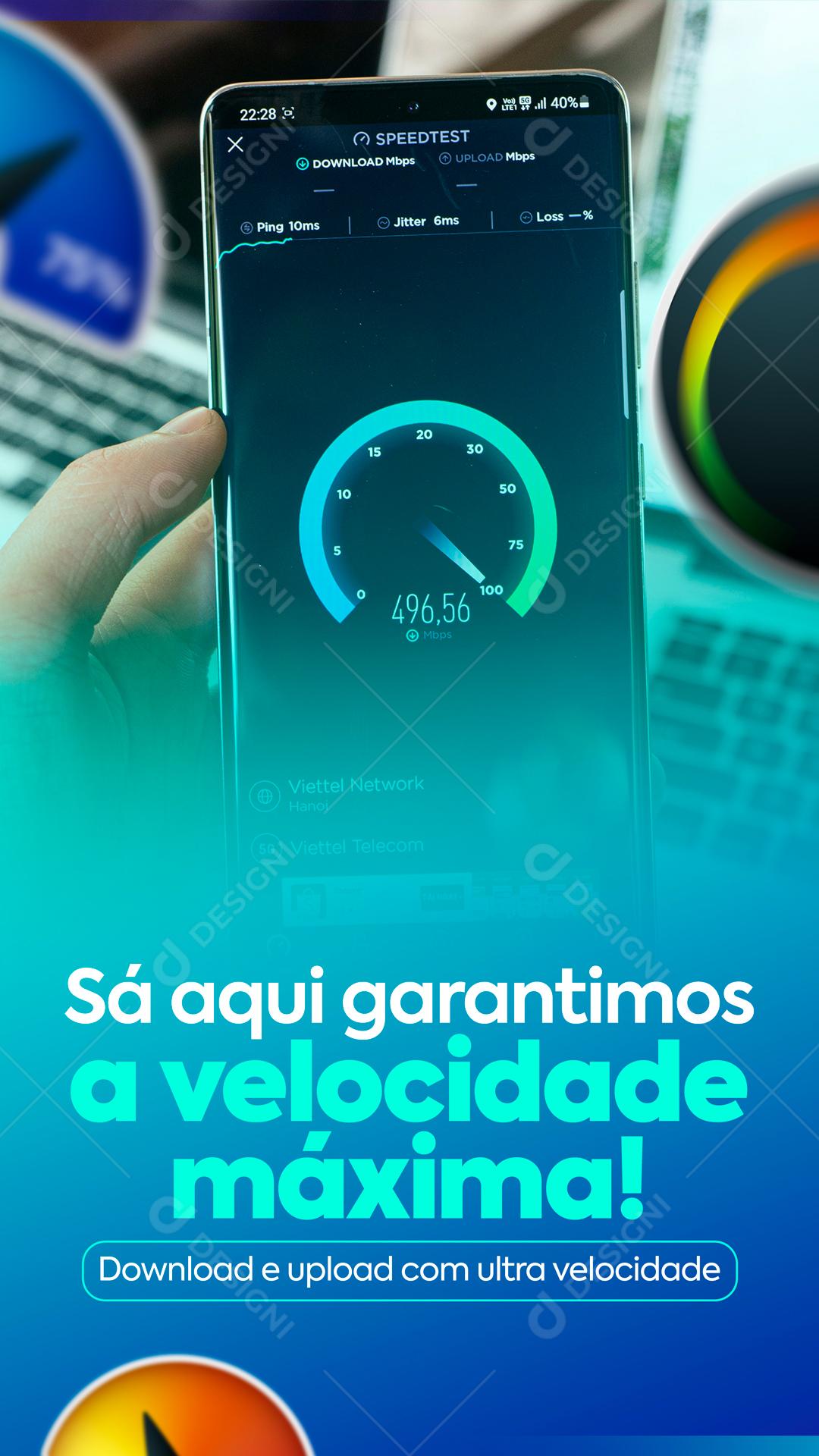 Só Aqui Garantimos A Velocidade Máxima Internet Social Media PSD Editável