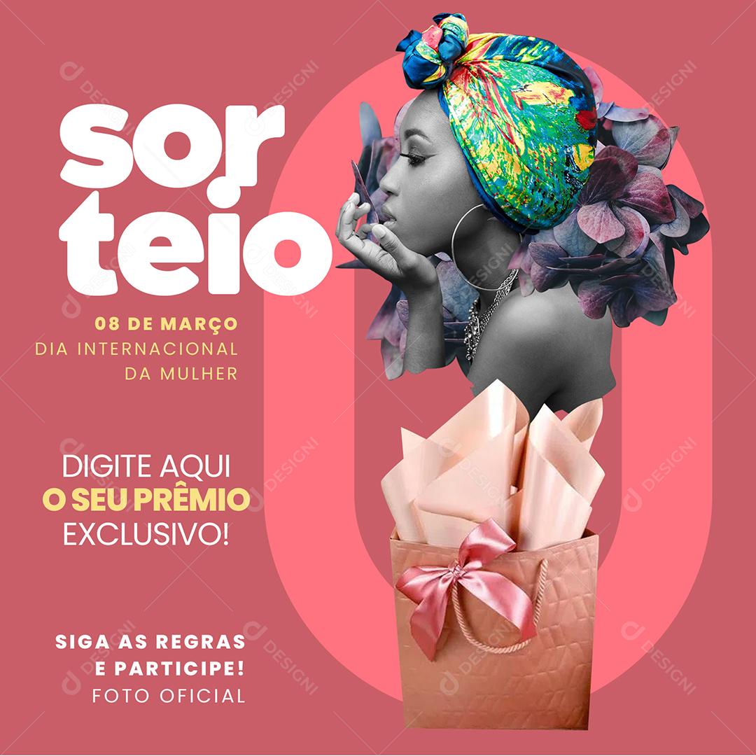 Social Media Sorteio Dia da Mulher 08 de Março PSD Editável