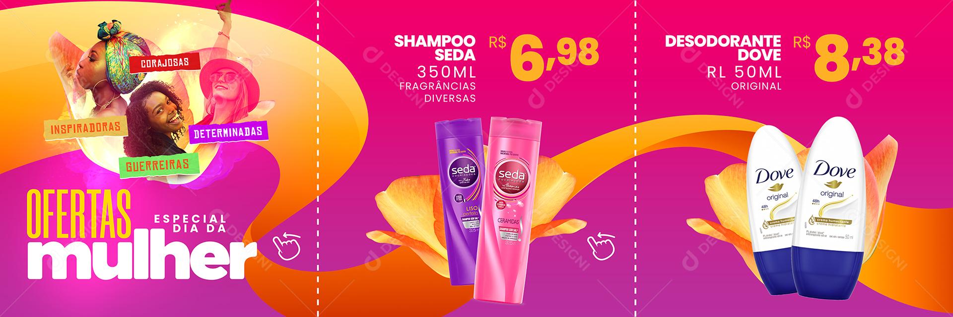 Social Media Dia da Mulher Ofertas Carrossel PSD Editável