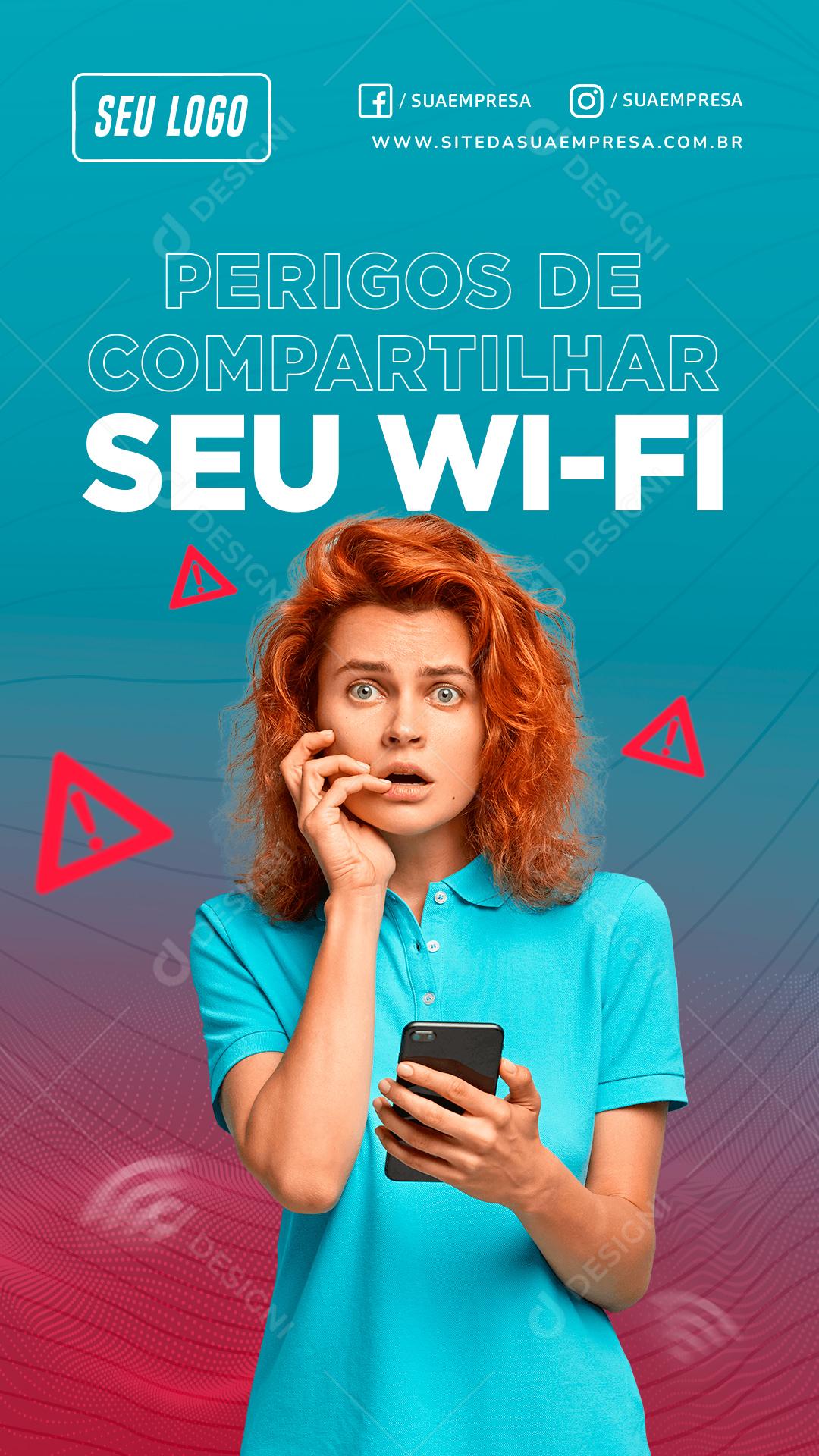 Social Media Perigos de compartilhar seu Wi-Fi PSD Editável
