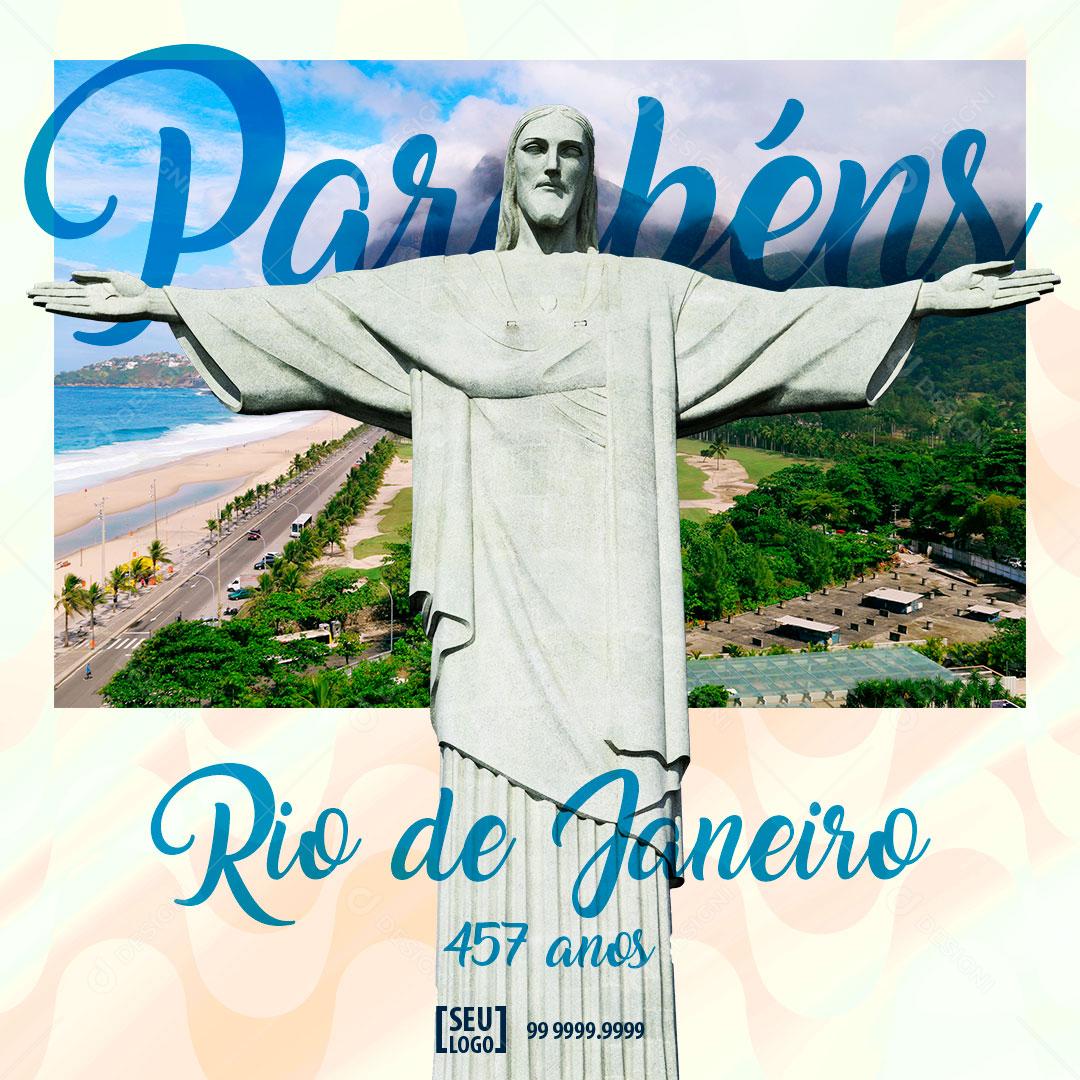 Aniversário Rio de Janeiro 457 Anos Parabéns Social Media PSD Editável