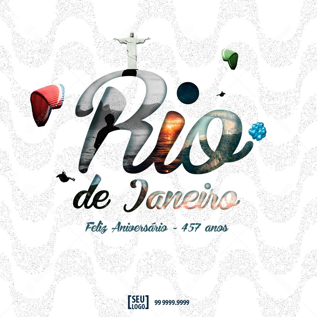 Social Media Aniversário Rio de Janeiro 457 Anos Parabéns PSD Editável