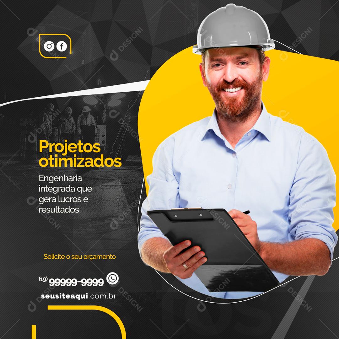 Social Media Projetos otimizados Engenharia PSD Editável