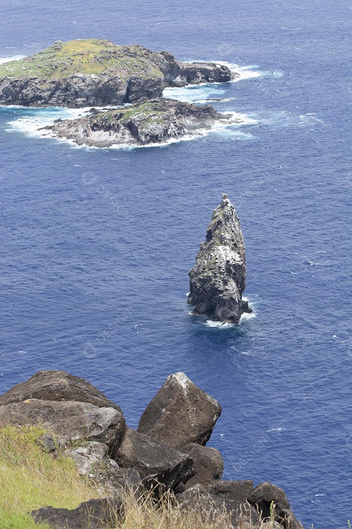 Centro cerimonial Orongo, Ilha de Páscoa, Rapa Nui, Chile.