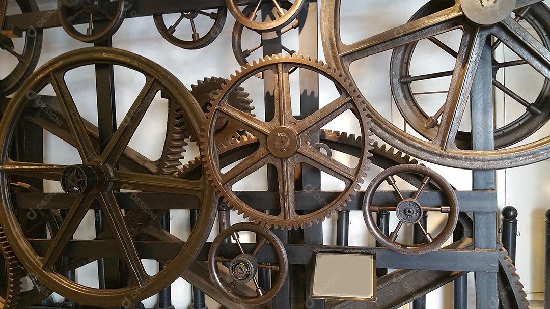 Old elevator iron gear detail