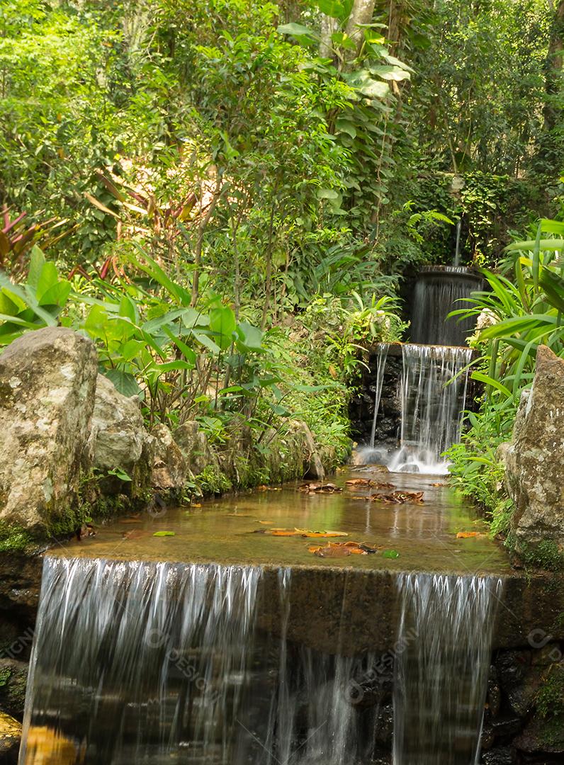 Cascatas de água no Jardim Botânico do Rio de Janeiro