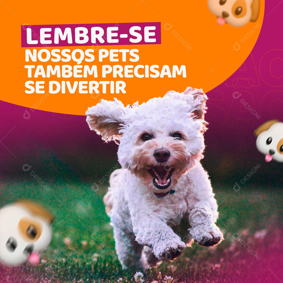 Lembrem-se Nossos Pets Também Precisam Se Divertir Social Media PSD Editável