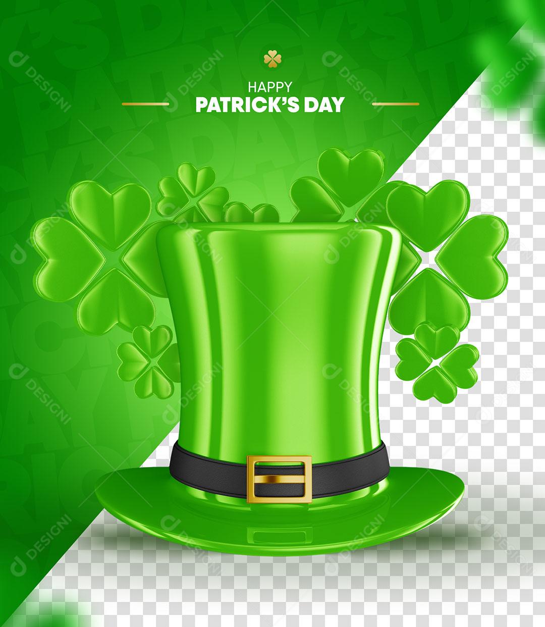 Elemento 3D Chapéu Do Dia de São Patrício Para Composição PSD