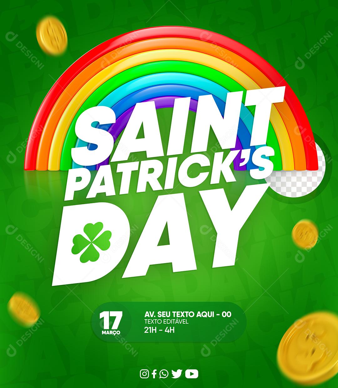 Dia de São Patrício Selo 3D Para Composição PSD
