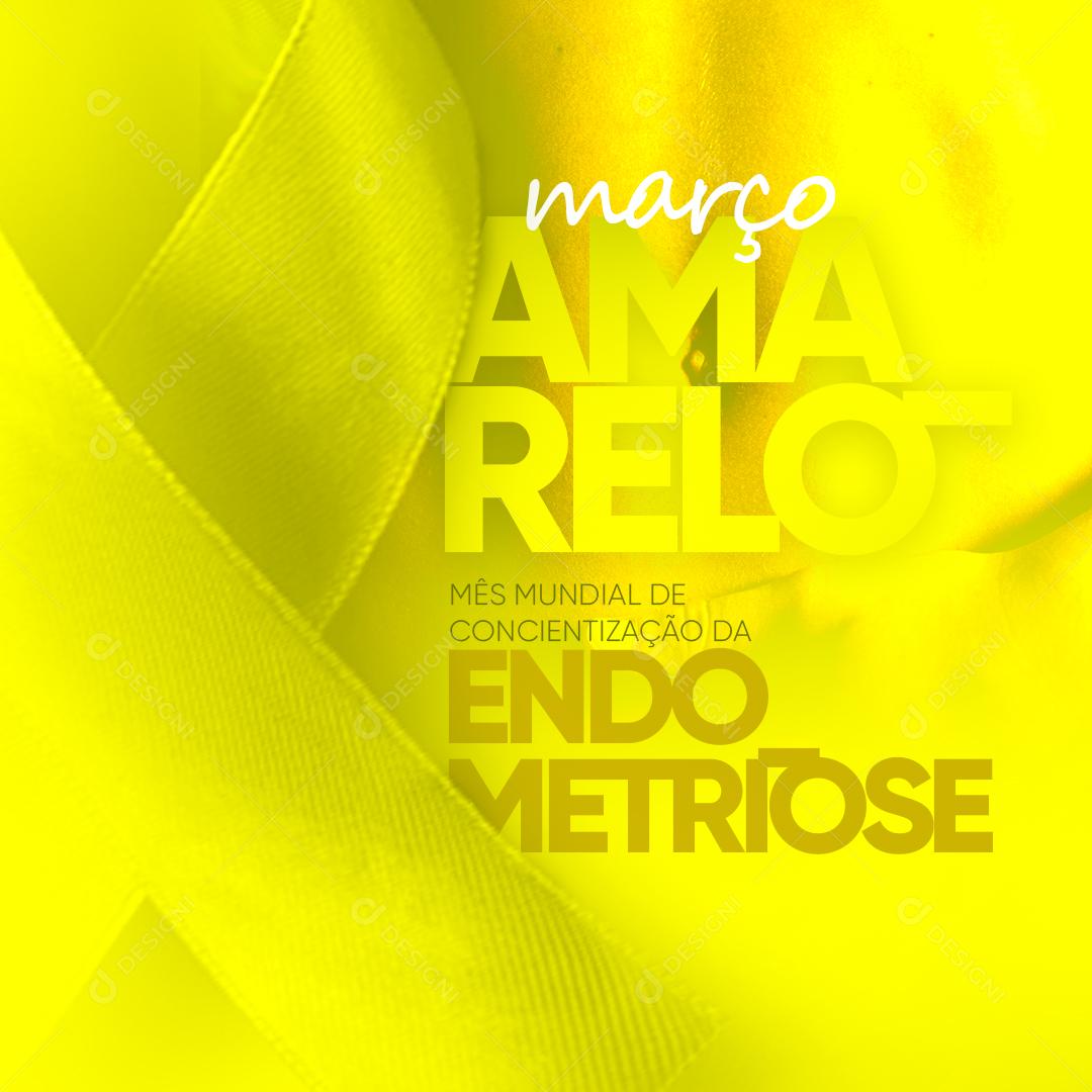 Social Media Endometriose Março Amarelo PSD Editável