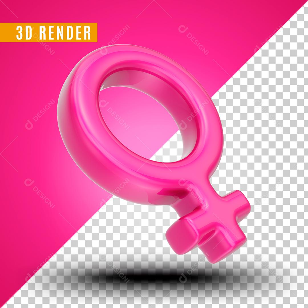 Elemento 3D para Composição Ícone Mulher Rosa PSD Editável