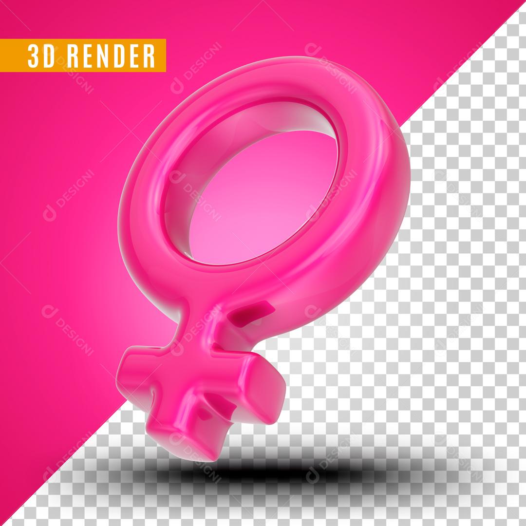 Elemento 3D para Composição Ícone Mulher Rosa PSD Editável