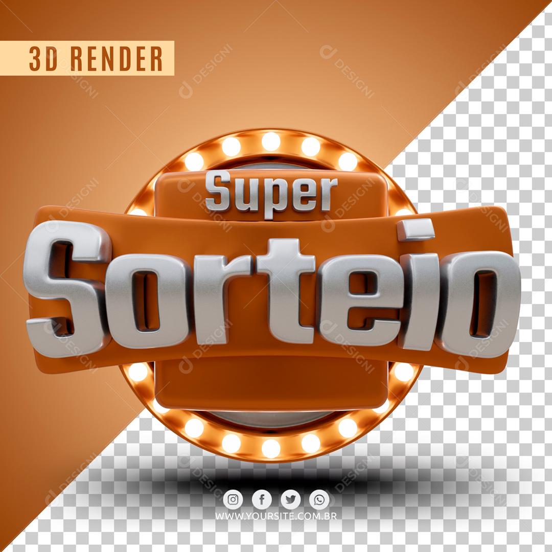 Selo 3D Para Composição Super Sorteio PSD Editável