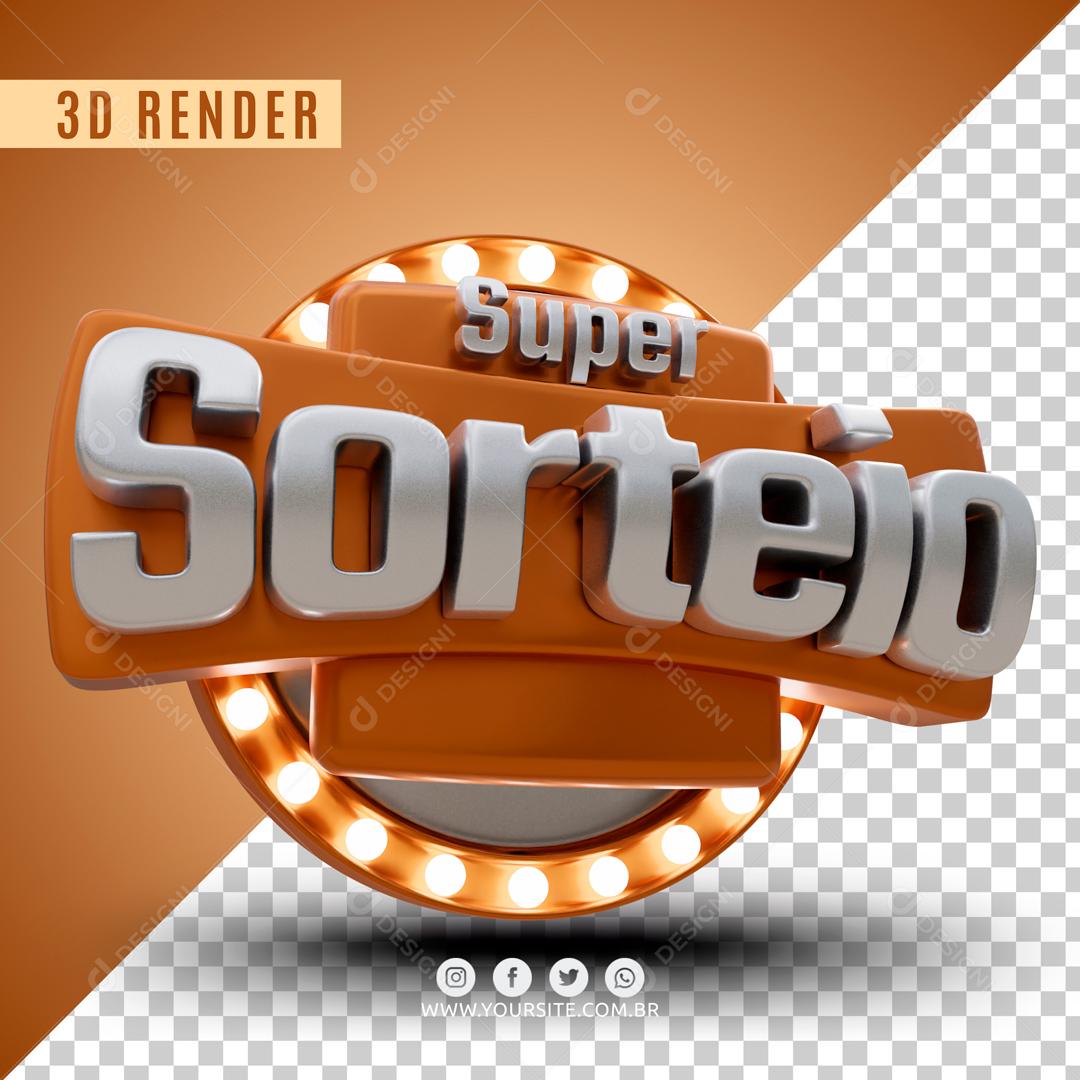 Selo 3D Para Composição Super Sorteio PSD Editável