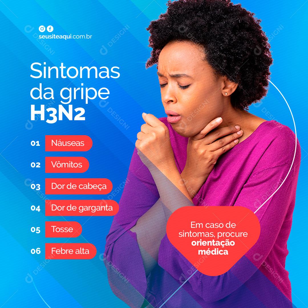Social Media Sintomas da gripe H3N2 Farmácia PSD Editável