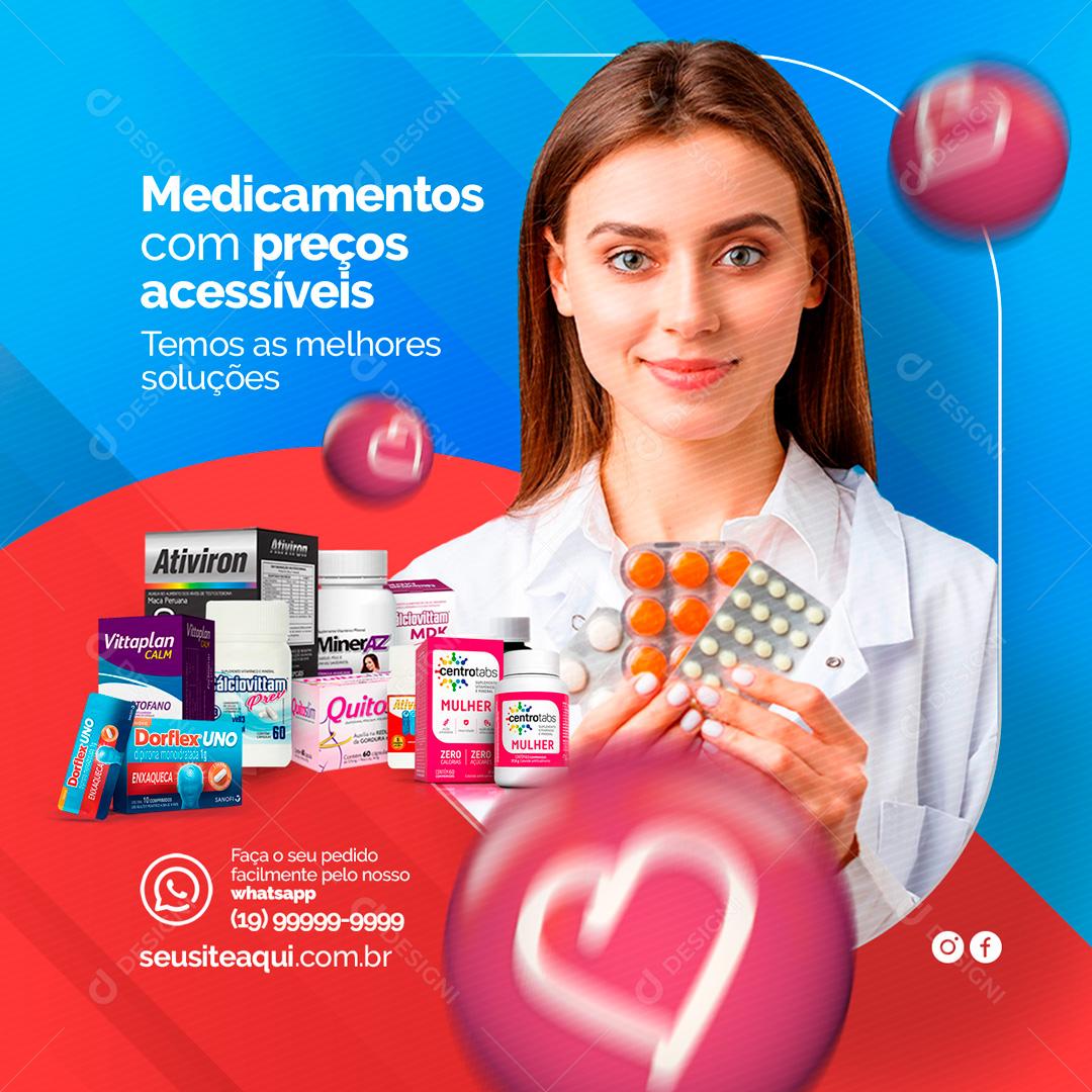 Social Media Medicamentos com preços acessíveis Farmácia PSD Editável