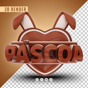 Selo 3D Páscoa Para Composição PSD