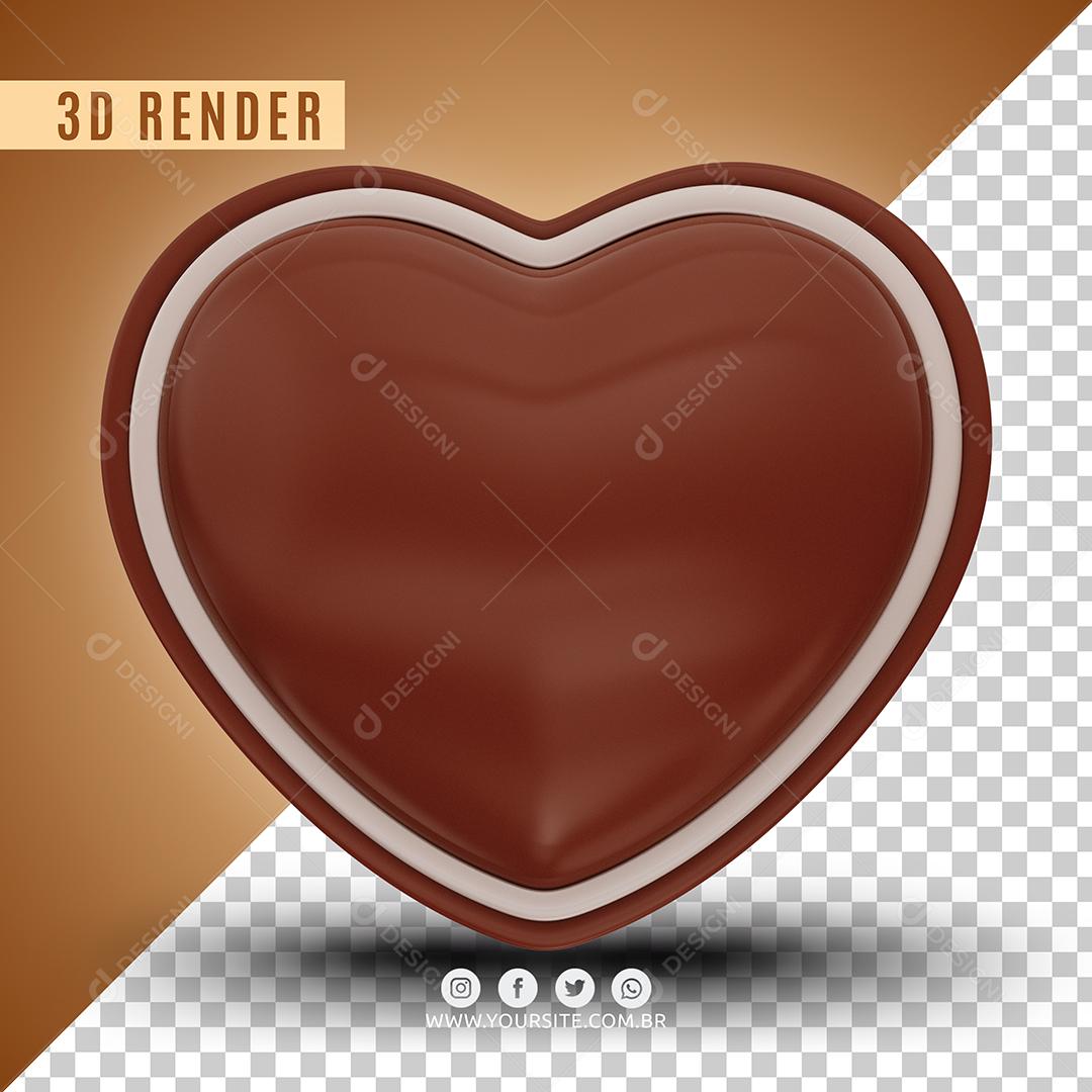 Coração De Chocolate Elemento 3D Para Composição PSD