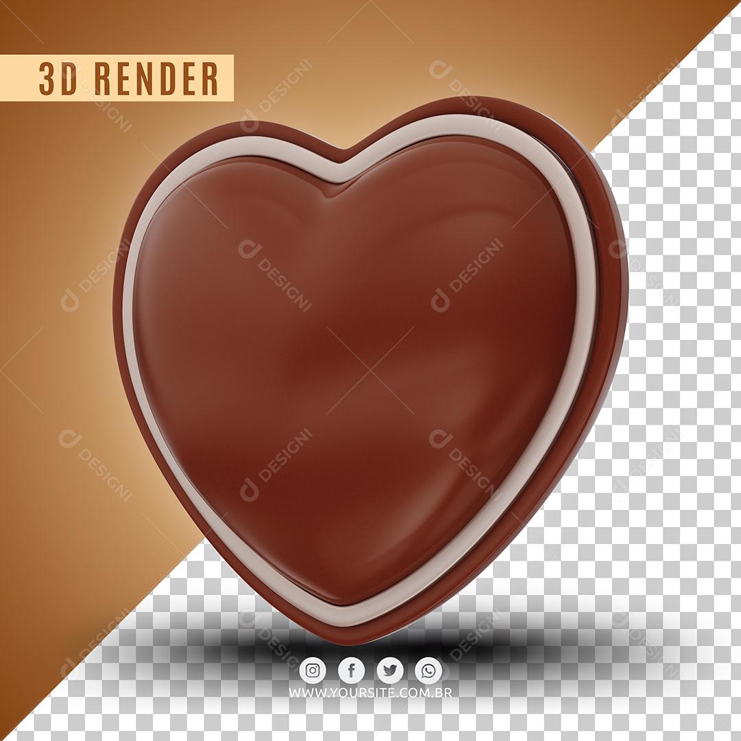 Elemento 3D Coração De Chocolate Para Composição PSD