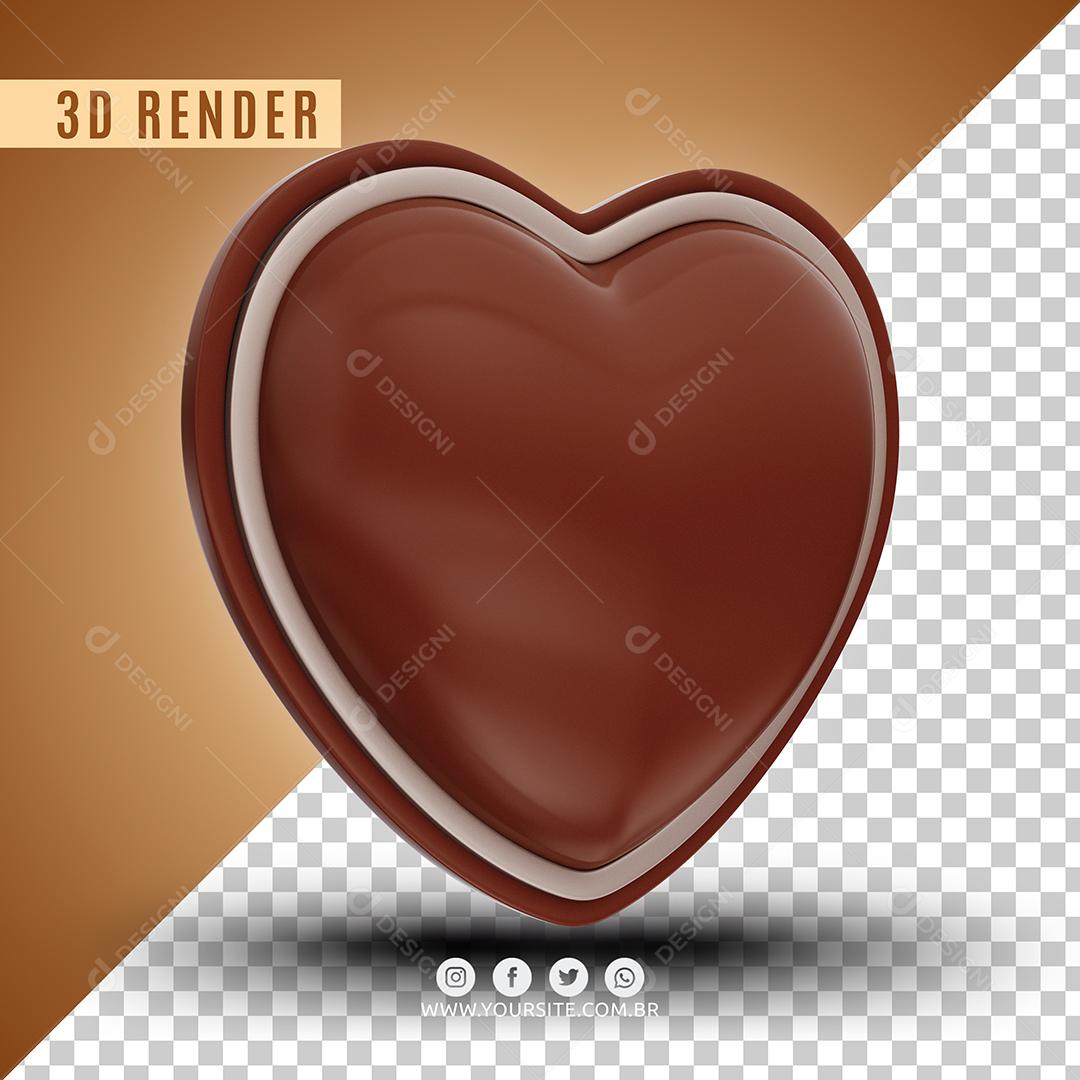 Elemento 3D Coração De Chocolate Para Composição PSD