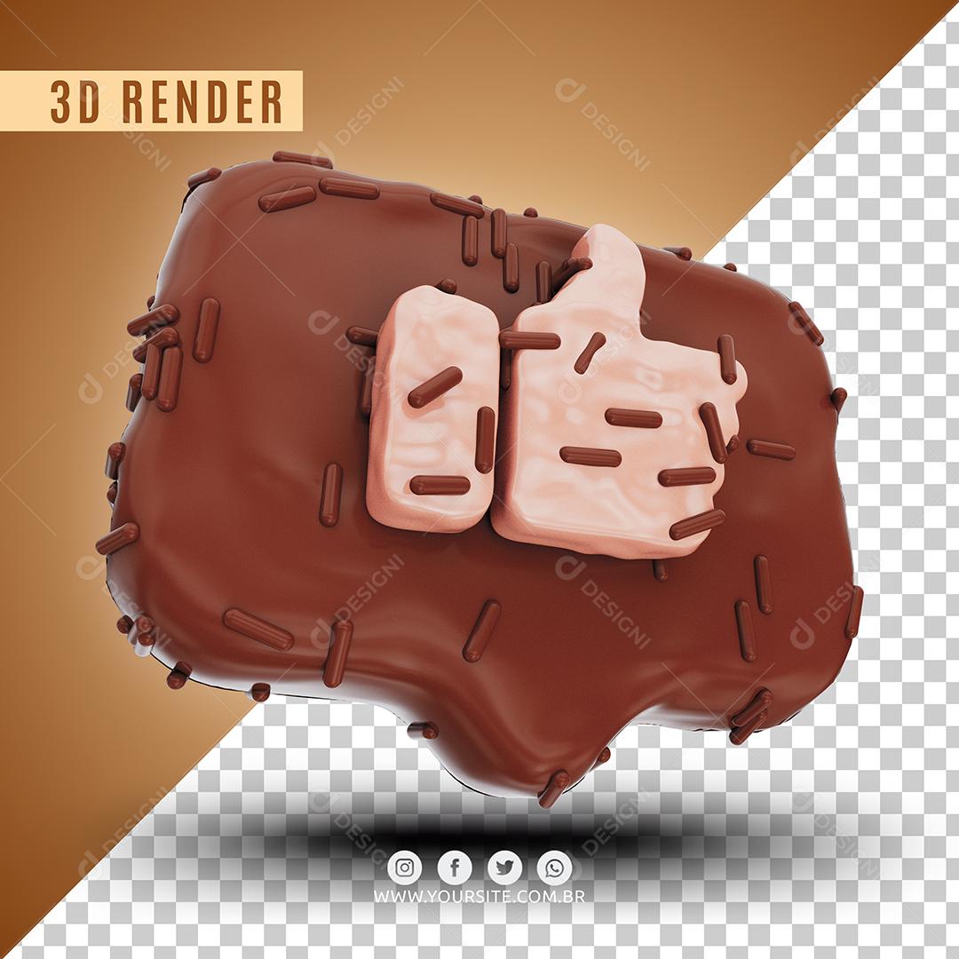 Elemento 3D Like De Chocolate E Granulado Para Composição PSD