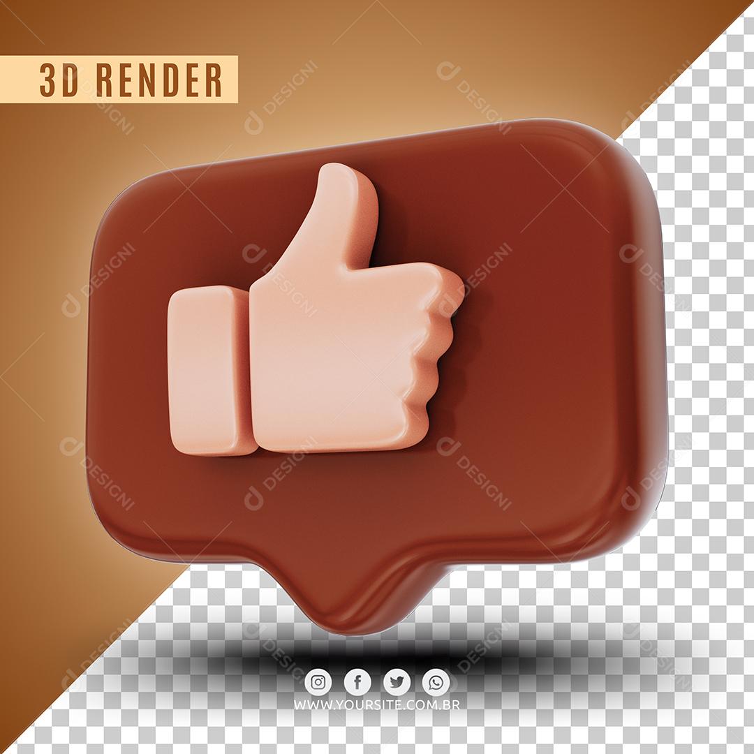 Elemento 3D Like De Chocolate Para Composição PSD