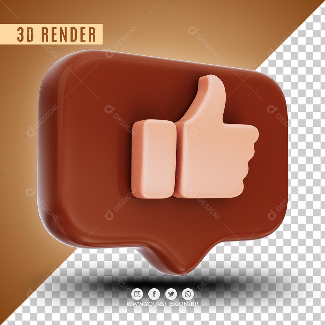 Like De Chocolate Elemento 3D Para Composição PSD