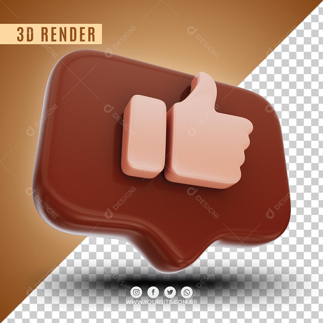 Elemento 3D Like De Chocolate Para Composição PSD