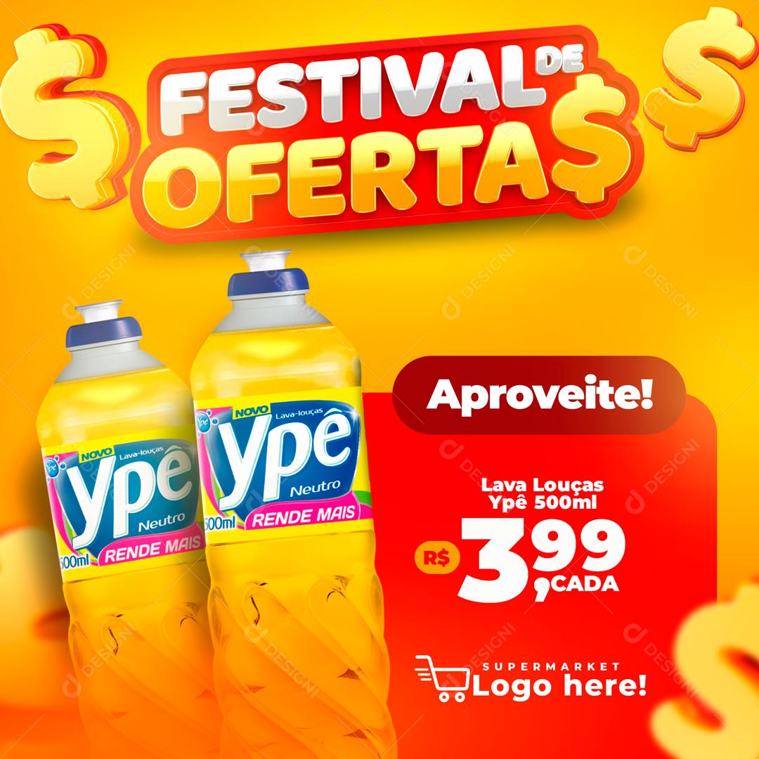 Festival De Ofertas Promoção Detergente Ype Social Media PSD Editável