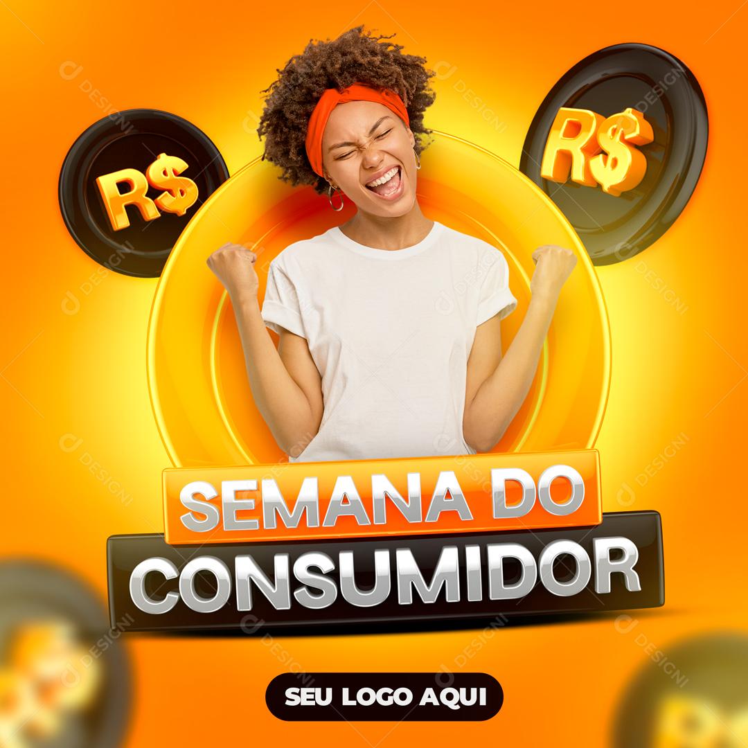 Selo 3D Para Composição Semana Do Consumidor PSD Editável