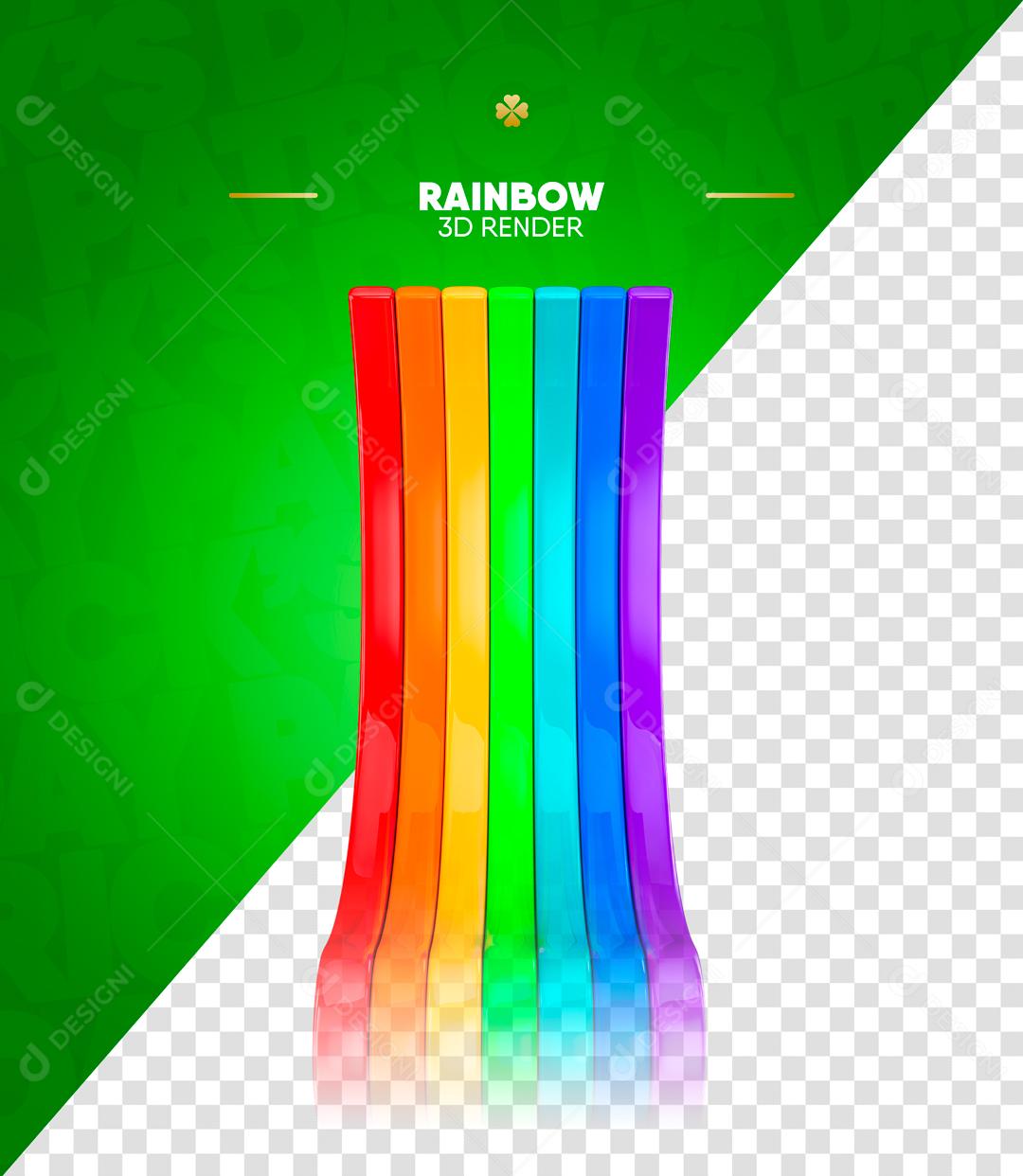 Elemento 3D Para Composição Arco Íris PSD Editável