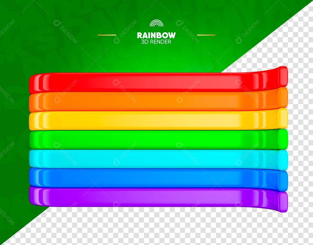 Elemento 3D Para Composição Arco Íris PSD Editável