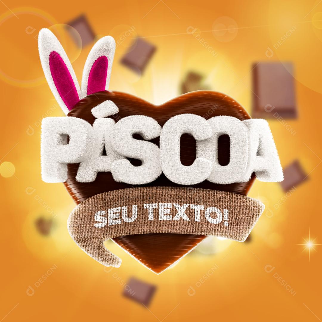 Selo 3D Para Composição Pascoa Mais Doce PSD Editável