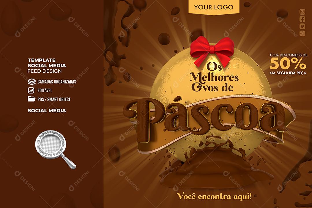 Social Media Melhores Ovos De Páscoa Com Descontos De 50% PSD Editável