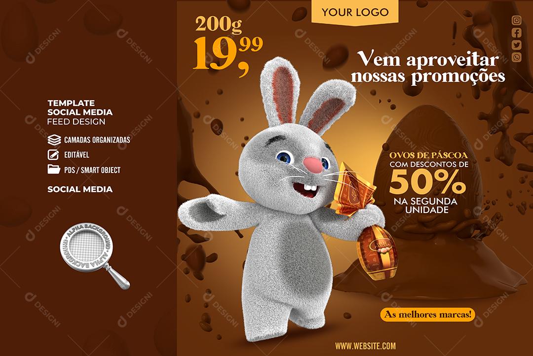 Social Media Vem aproveitar nossas promoções Ovos De Páscoa Com Até 50% PSD Editável
