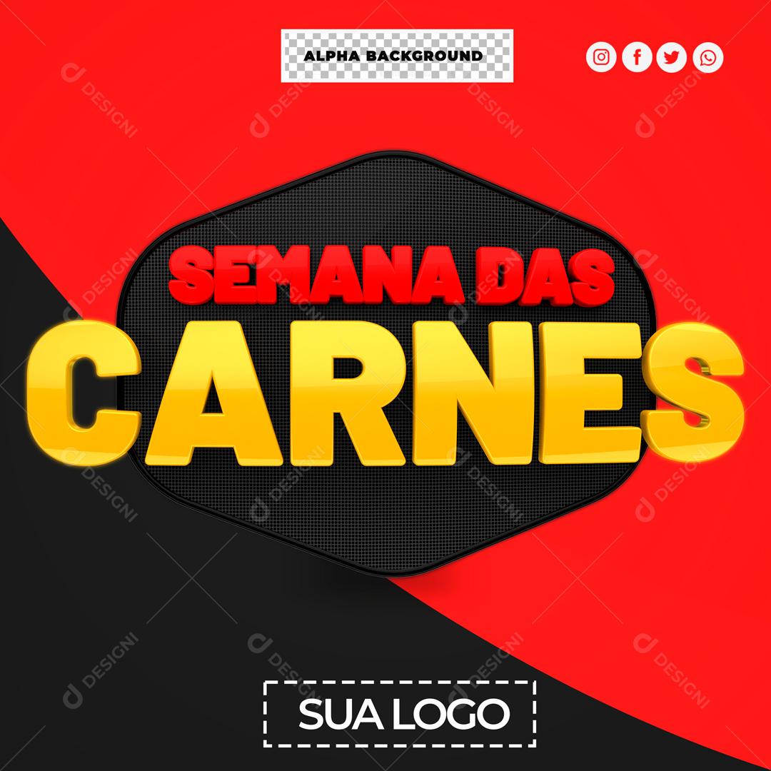 Selo 3D Para Composição Semana Das Carnes PSD Editável