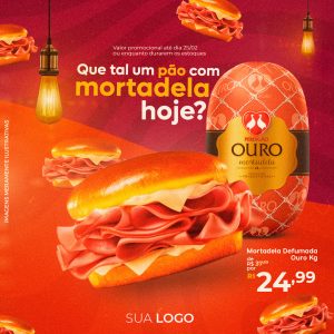 Social Media Que tal um pão com mortadela hoje Lanchonete PSD Editável