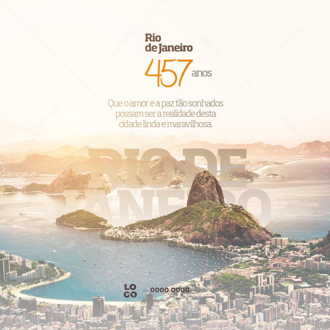 Social Media Aniversário Rio de Janeiro 457 Anos Parabéns PSD Editável