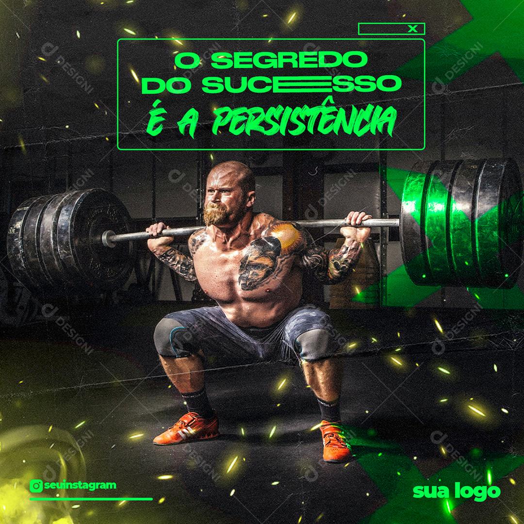 Social Media O seguro do sucesso é a persistência academia crossfit PSD Editável