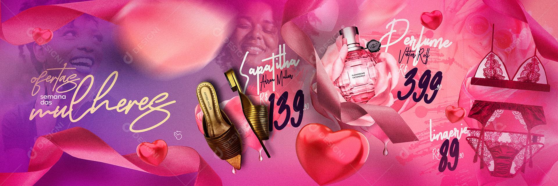 Social Media Dia Internacional das Mulheres Lojas Roupas Carrossel PSD Editável