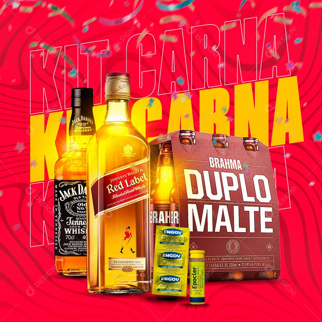 Social Media Kit Carnaval Cervejas e Wiskys PSD Editável
