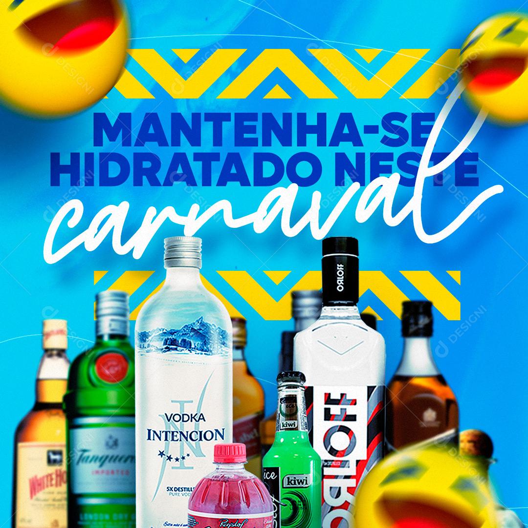 Social Media Matenha-se hidratado neste carnaval Cervejas PSD Editável