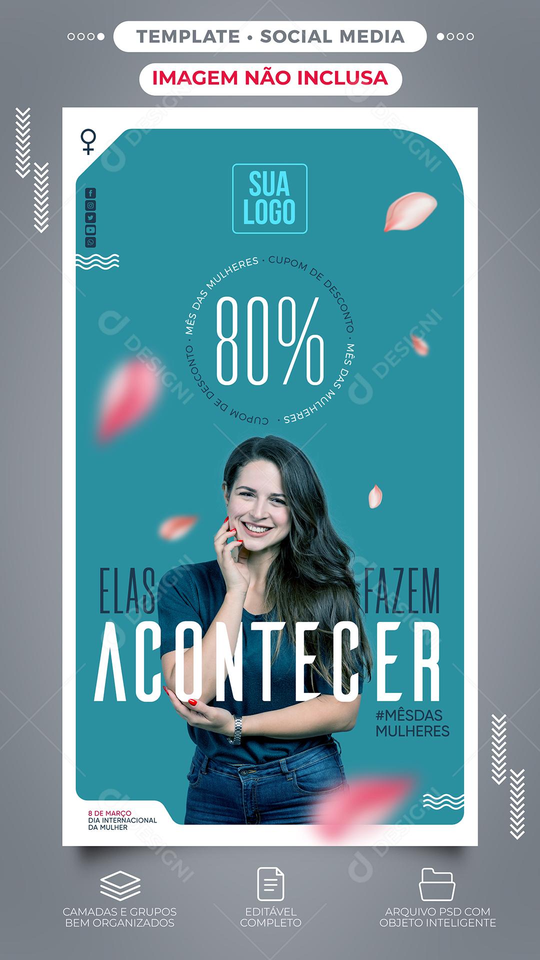 Social Media Dia Internacional da Mulher oferece até 80% de desconto PSD Editável